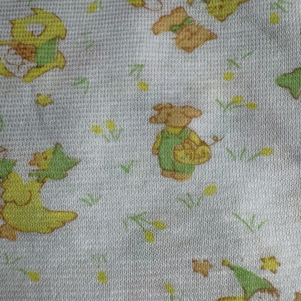Vintage Carter's Baby Receiving Blanket White Yellow Green Nursery‎ Rhymes USA